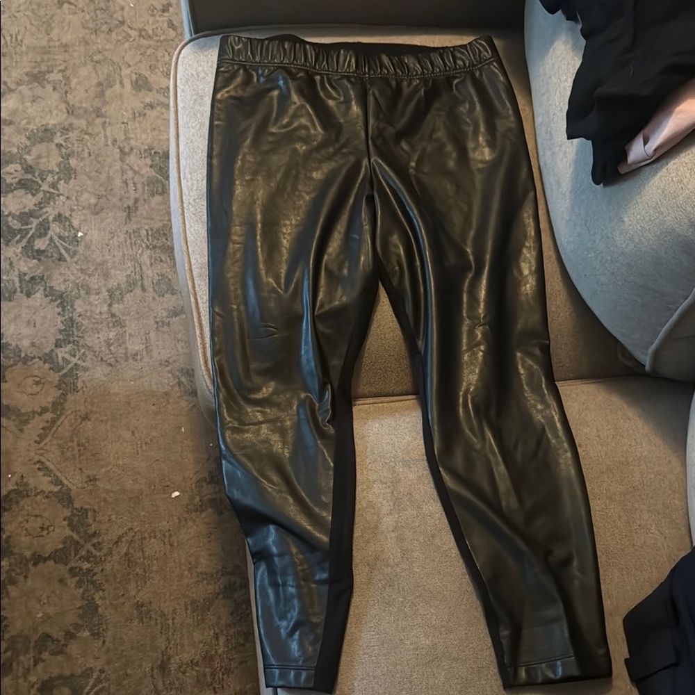 Old Navy Black High-Waisted Leather Leggings